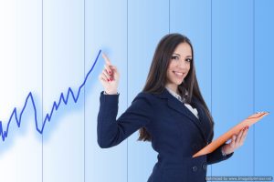 business woman with positive chart