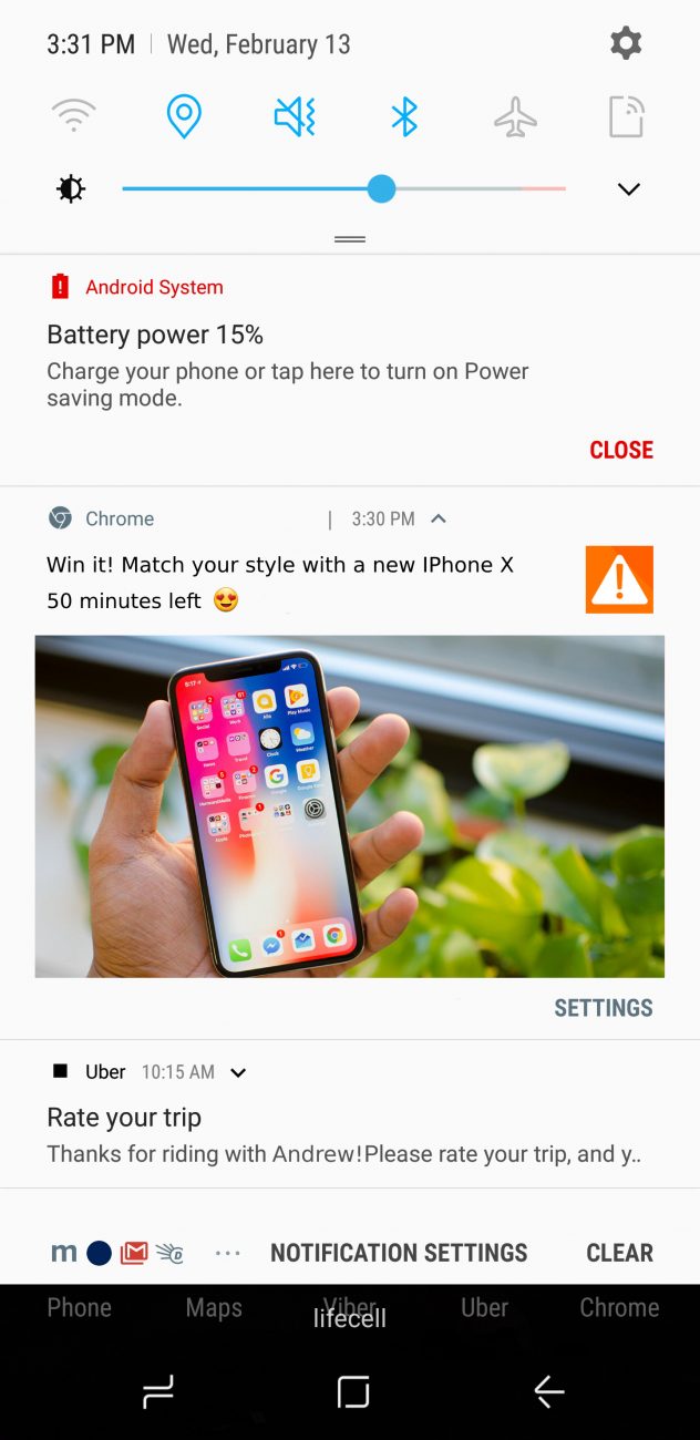 Sweepstake Ad on push notification