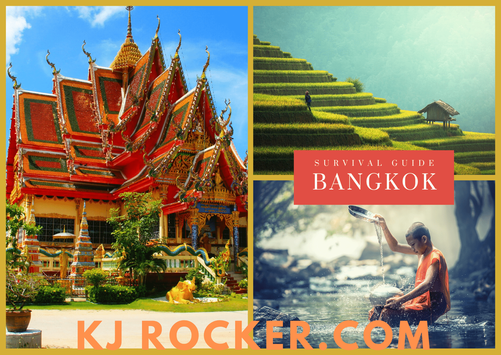 Red Black Thailand Travel Postcard