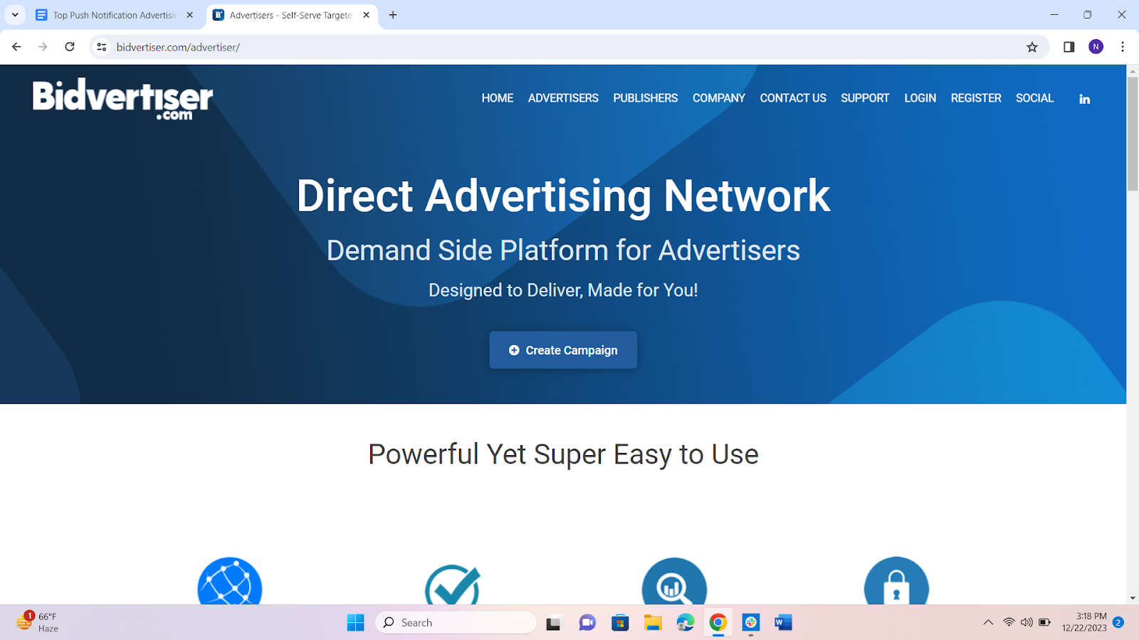 BidVertiser Push Advertising Platform
